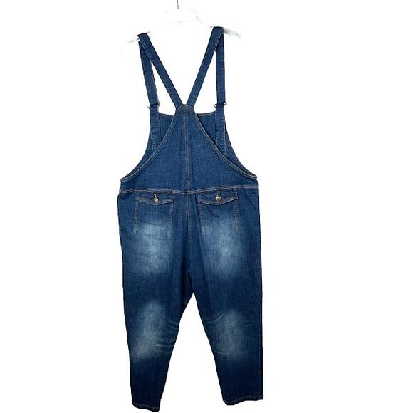 Monthorigin Womens Bib Overalls Distressed Denim dungarees Waist 43 in No Tag - Picture 2 of 14